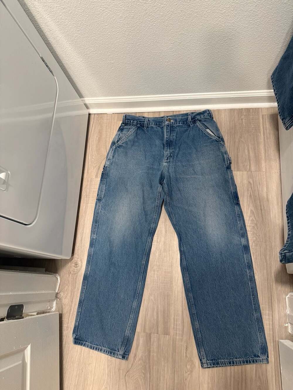 Carhartt B13 DST Original Dungaree Fit Size 36 x 32 Blue Denim Carpenter Jeans
